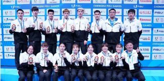 中華世大運羽球隊在混合團體摘金，完成2連霸。圖／大專體總提供