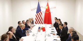 2019年，時任美國總統川普與中國國家主席習近平在G20期間舉行雙邊會談。圖/中新社