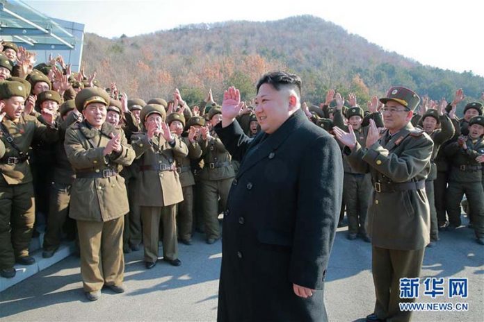 北韓領導人金正恩稱，金君玉英雄艦是讓無恥的敵人感到恐怖的威懾力量。圖／取自新華社
