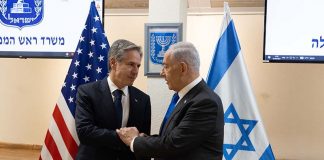美國國務卿布林肯12日與以色列總理尼坦雅胡會晤。圖／布林肯社群平台X