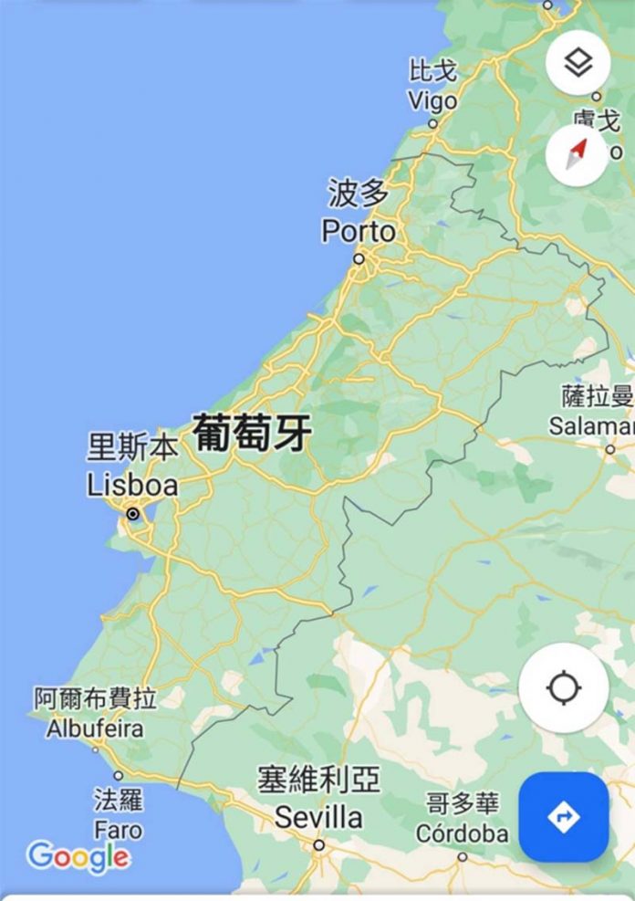 法羅古城位在葡萄牙的最南端(Google Map)