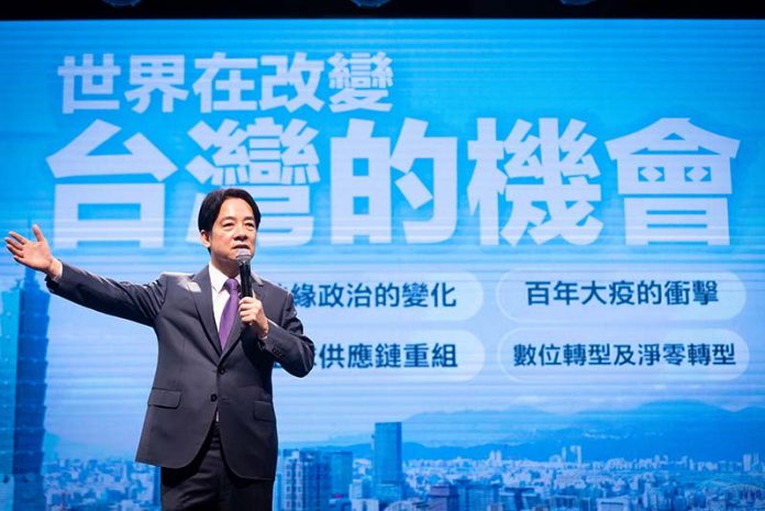 賴清德6日上午召開首場「國家希望工程」國政願景發表會，但萬里老家遭疑違建，正待新北市府釐清中，民進黨也表示若有疑義會全力配合認定處理。圖／取自賴清德臉書