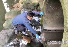 暖暖溪赫見白色泡沫 環保局急布攔油索避免污染物逸散 暖暖溪赫見白色泡沫 環保局急布攔油索避免污染物逸散