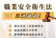 職業安全衛生法修正三讀通過 嘉義縣政府全力推動落實 職業安全衛生法修正三讀通過 嘉義縣政府全力推動落實