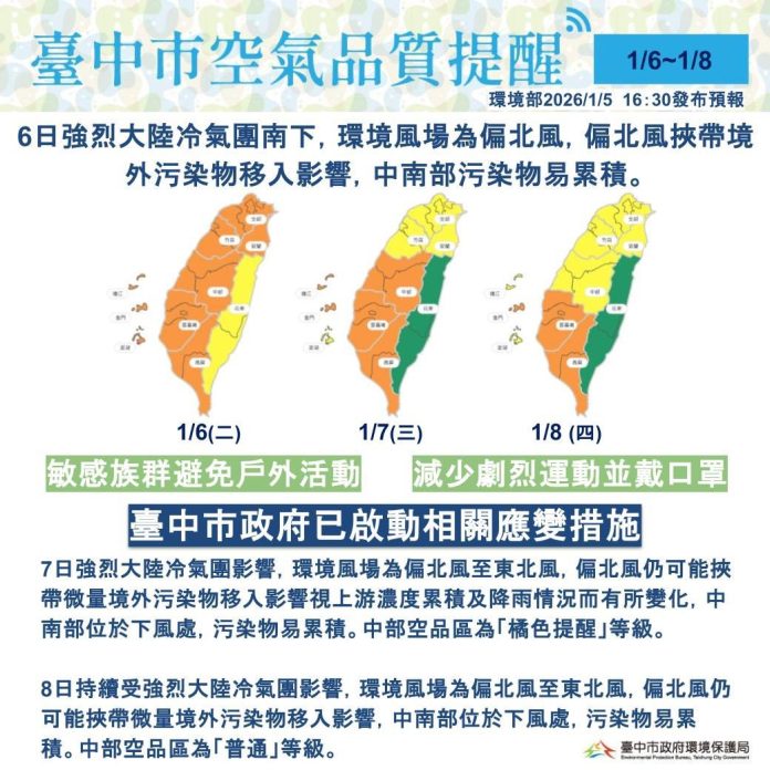 受境外污染影響-明西半部空品有轉差疑慮　中市府啟動應變措施提醒敏感族群外出加強防護