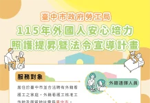提升看護移工照護力 中市到宅照護技巧指導增加至150案 即日起受理報名