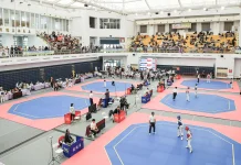 翁章梁縣長關心全中運跆拳道賽事 勉勵選手全力爭取佳績