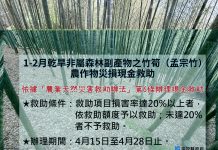1-2月乾旱造成本縣非屬森林副產物之竹筍(孟宗竹)農作物災損 農業部同意辦理現金救助